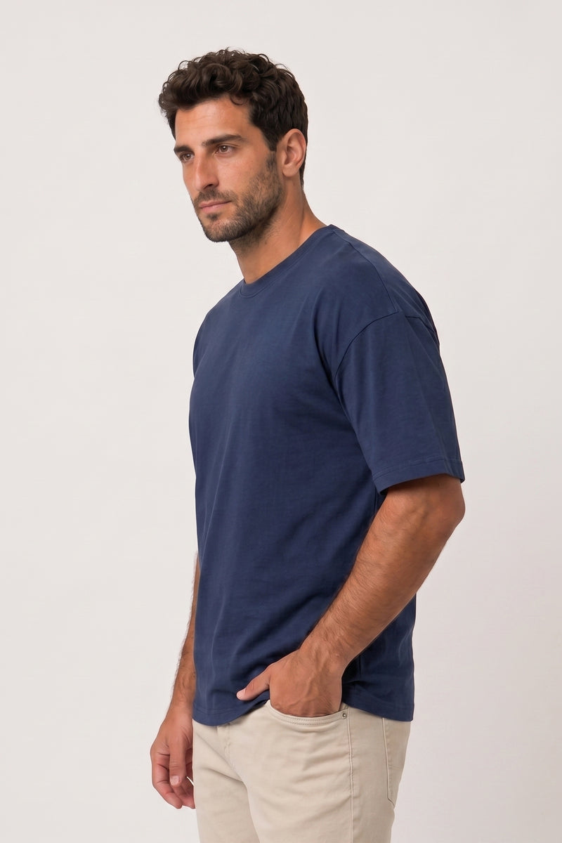 טי־שירט כותנה · אוברסייז - Navy blue